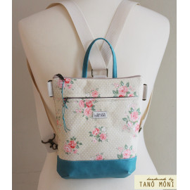 MIDDLE BAG 2 in 1 hátizsák és táska drapp pöttyös rózsás türkiz és pink alj