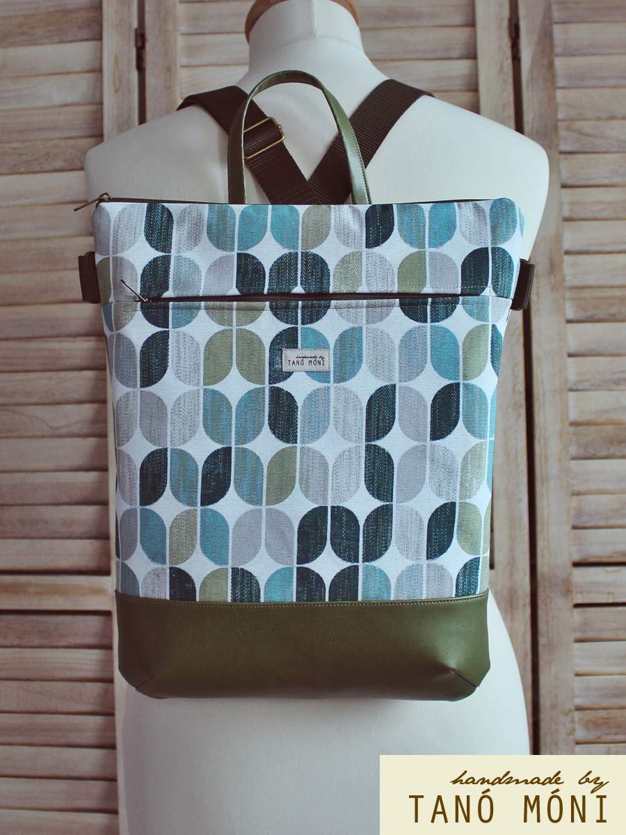 STREET BAG hátizsák és táska retro mintás zöld vagy türkiz aljjal 